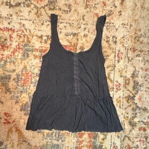 AE Dark Gray Charcoal Babydoll Peplum Tank Top